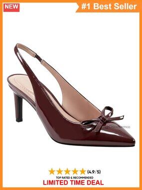 Faux Patent Leather Slingback Pump Pointy Toe Formal Evening